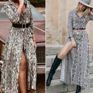 Zara premium denim collection snake print dress